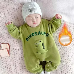 Mono bebé acolchado de escalada cálida con dinosaurios