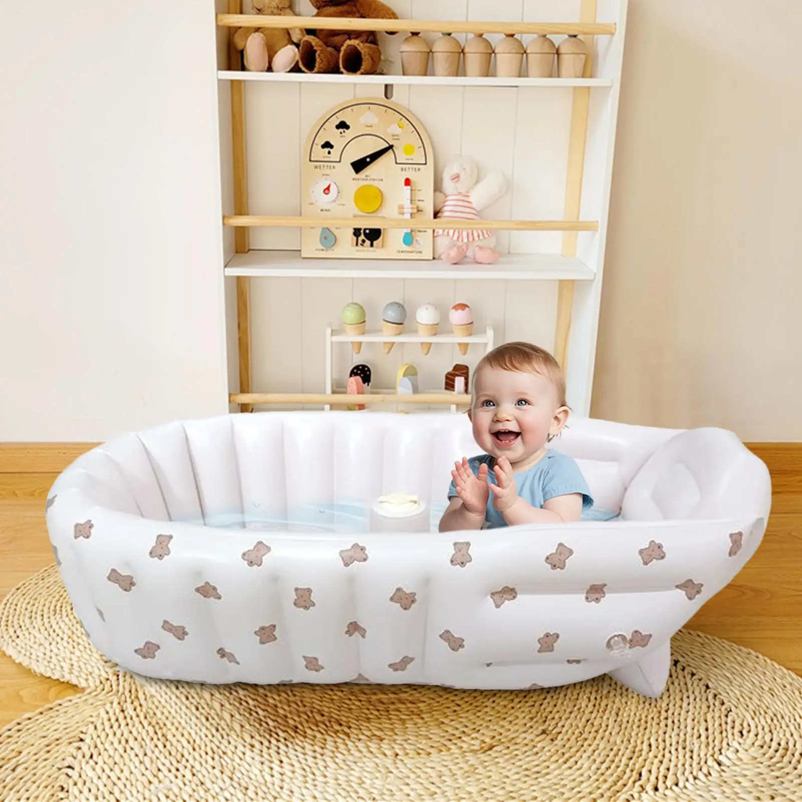 Bañera inflable para bebé, baño portátil para bebé, soporte ergonómico plegable, asiento de piscina para fregadero, baño de playa para juegos acuáticos al aire libre de verano - imagen 2