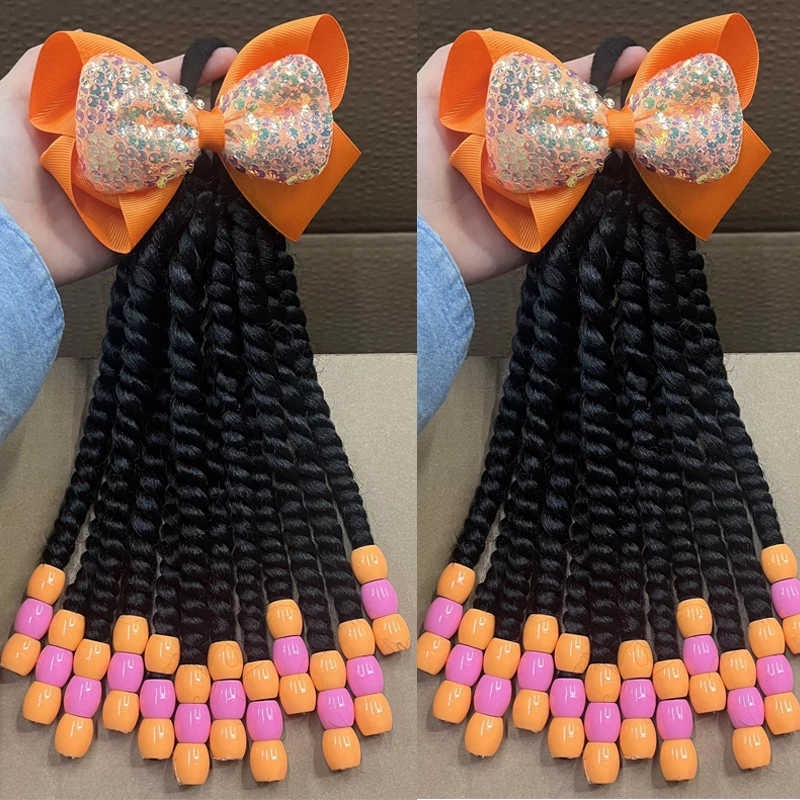 Coletas trenzadas con cuentas y purpurina para niña – Estilo burbuja - imagen 5