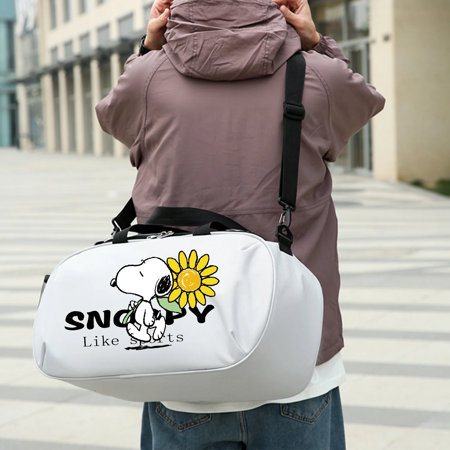 Bolsa de viaje Snoopy, bolsa de viaje de dibujos animados de Anime para entrenamiento, Fitness, deportes, gimnasio, Yoga, bolsa de equipaje seco y húmedo separada, bolso de mano de gran capacidad para regalo