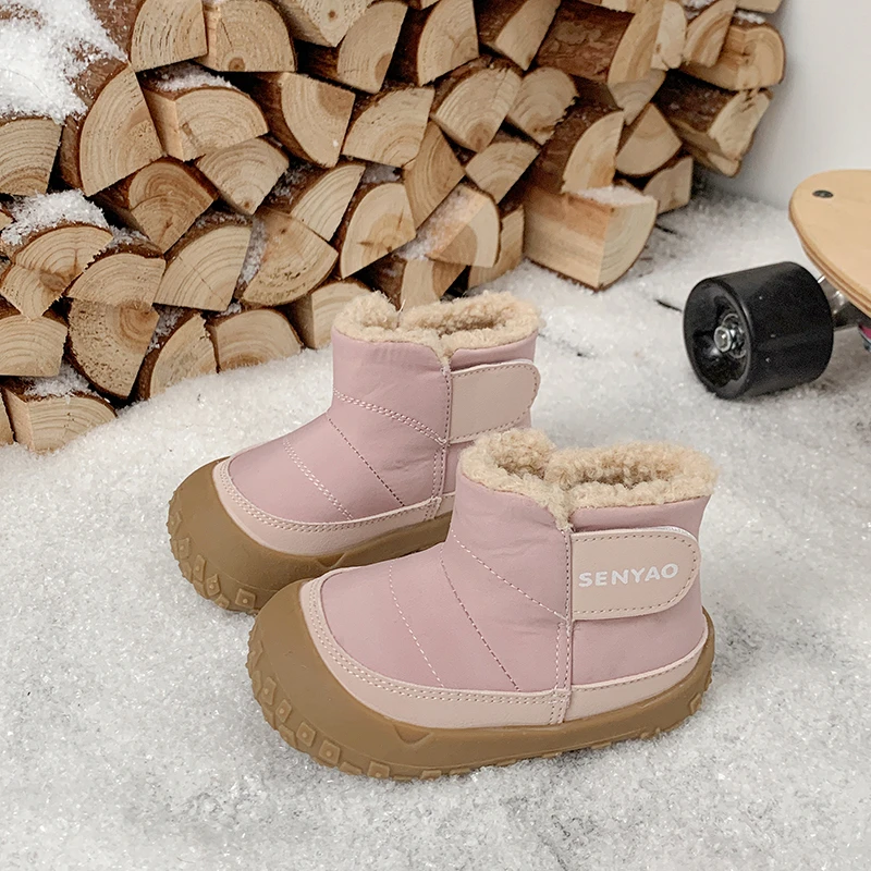Otoño Invierno niños zapatos bebés niños niñas botas de nieve al aire libre a prueba de viento impermeable antideslizante suela suave niños pequeños botas de felpa - imagen 2
