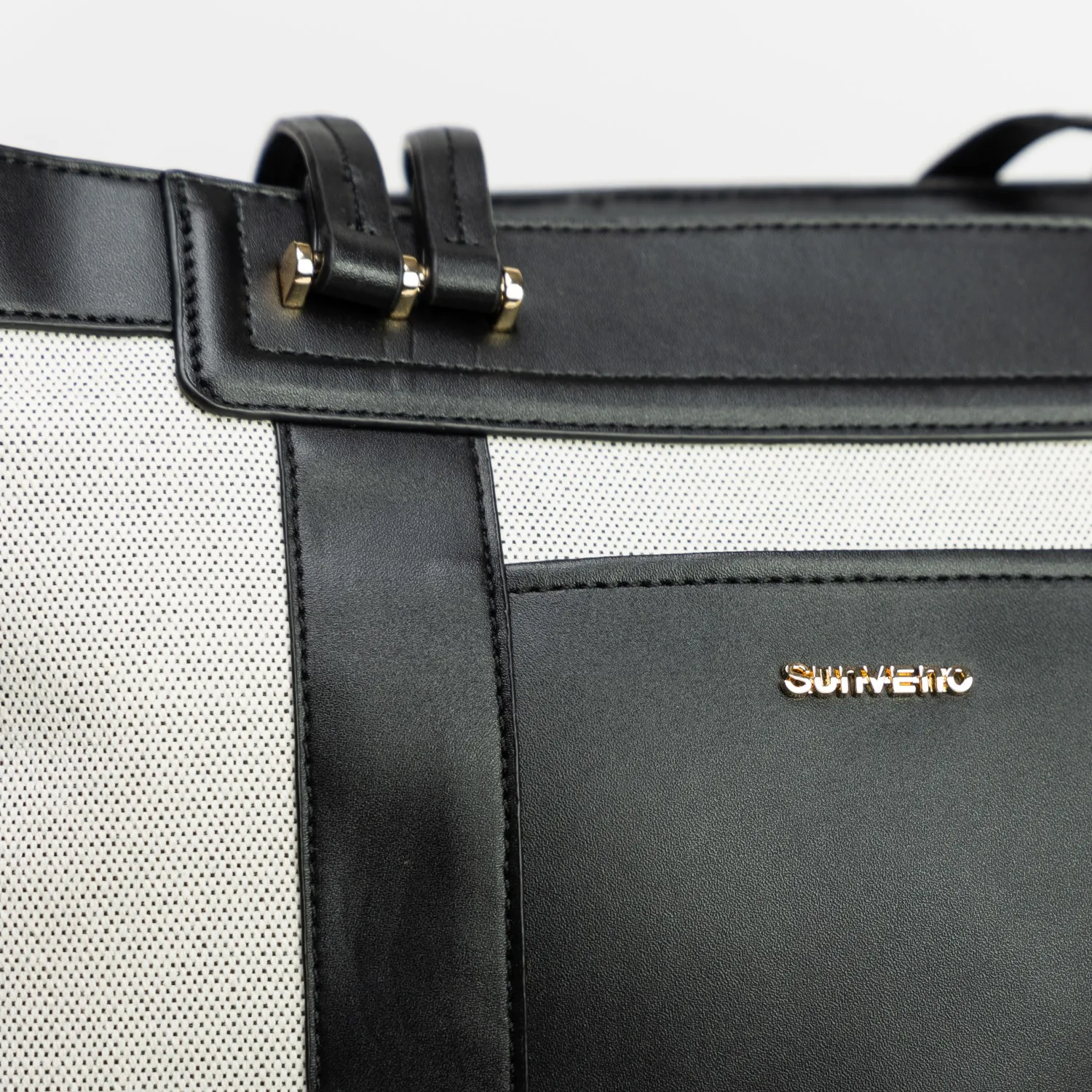 Sunveno-Bolso de pañales de alta capacidad, lona + costuras de PU, bolsos de hombro duraderos de lujo a la moda para mamá - imagen 5