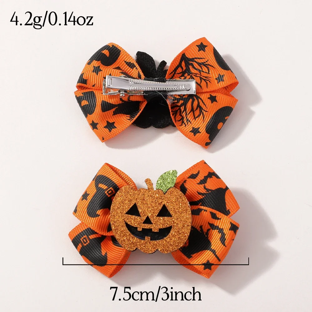 Horquillas Halloween para niños – Lazo araña calabaza hecho a mano - imagen 5