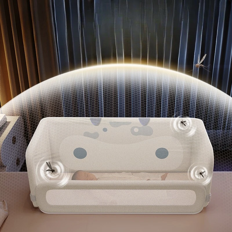 ‌ Cama de noche plegable para bebé ‌   - Parachoques de cuna portátil con tubos reforzados Riel de cama antiarrollamiento para seguridad para dormir de recién nacidos - imagen 4