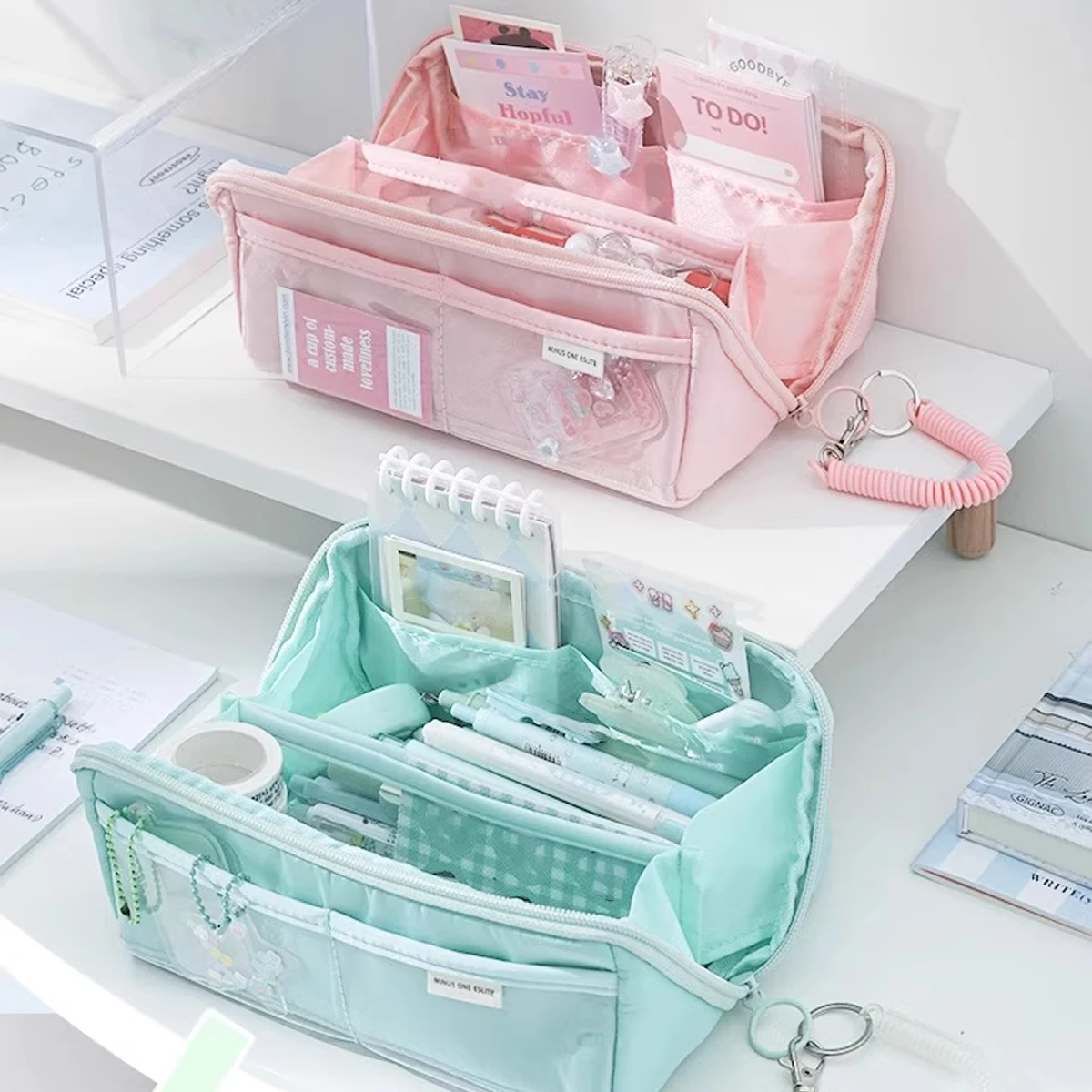 Estuche de bolígrafo Kawaii de diez capas de gran capacidad, caja de papelería para lápices de nicho minimalista, bolsa de almacenamiento, suministros escolares y de oficina, papelería - imagen 4