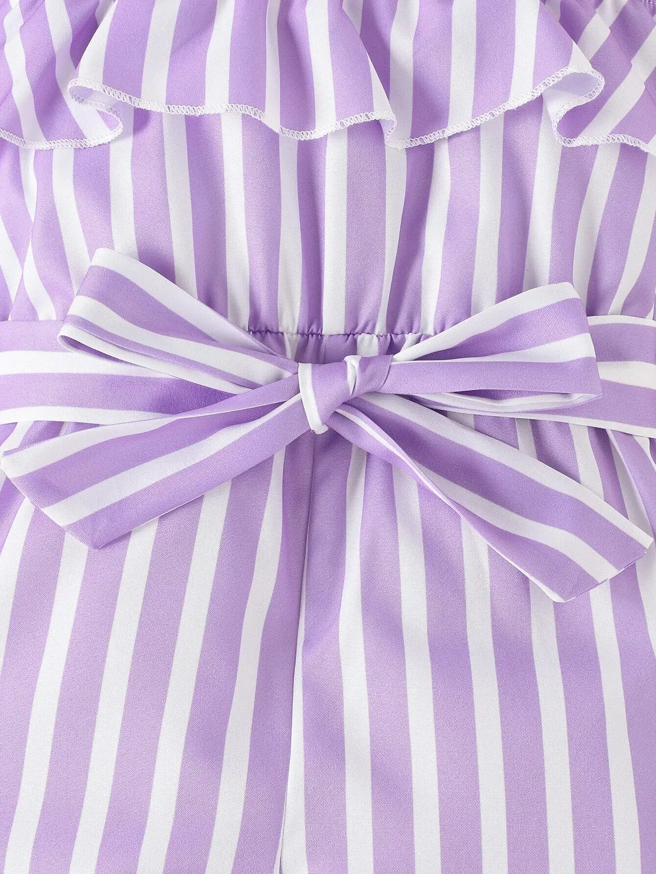 Vestido bebé niña con cinturón de rayas moradas para verano cómodo - imagen 2
