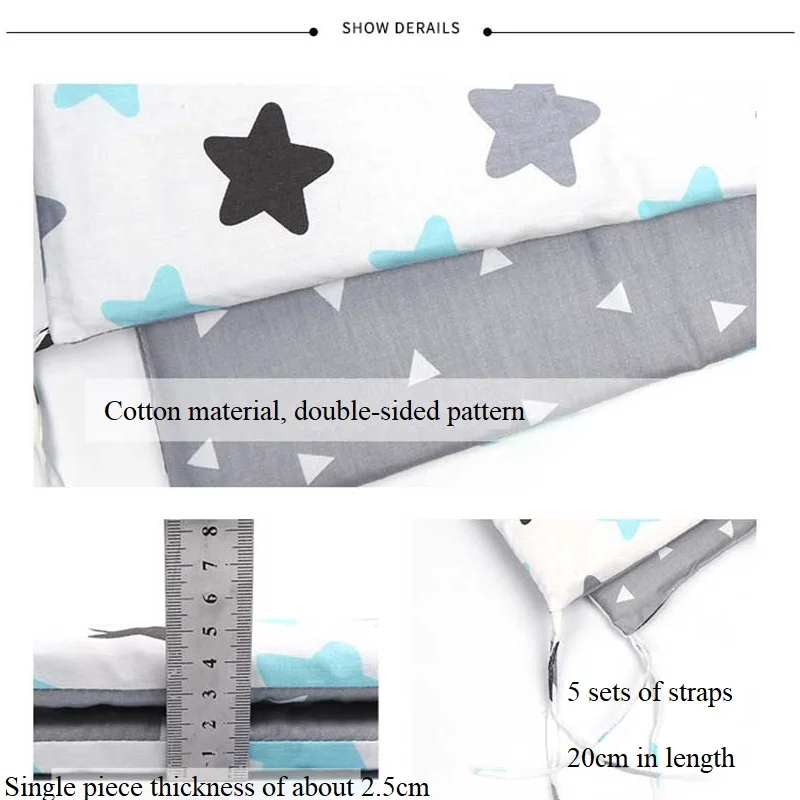 2 uds 30*130CM cama de bebé recién nacido cuna Protector de cuna para bebé a prueba de caídas almohadillas de cuna seguras protección de cubierta de cama de riel - imagen 5