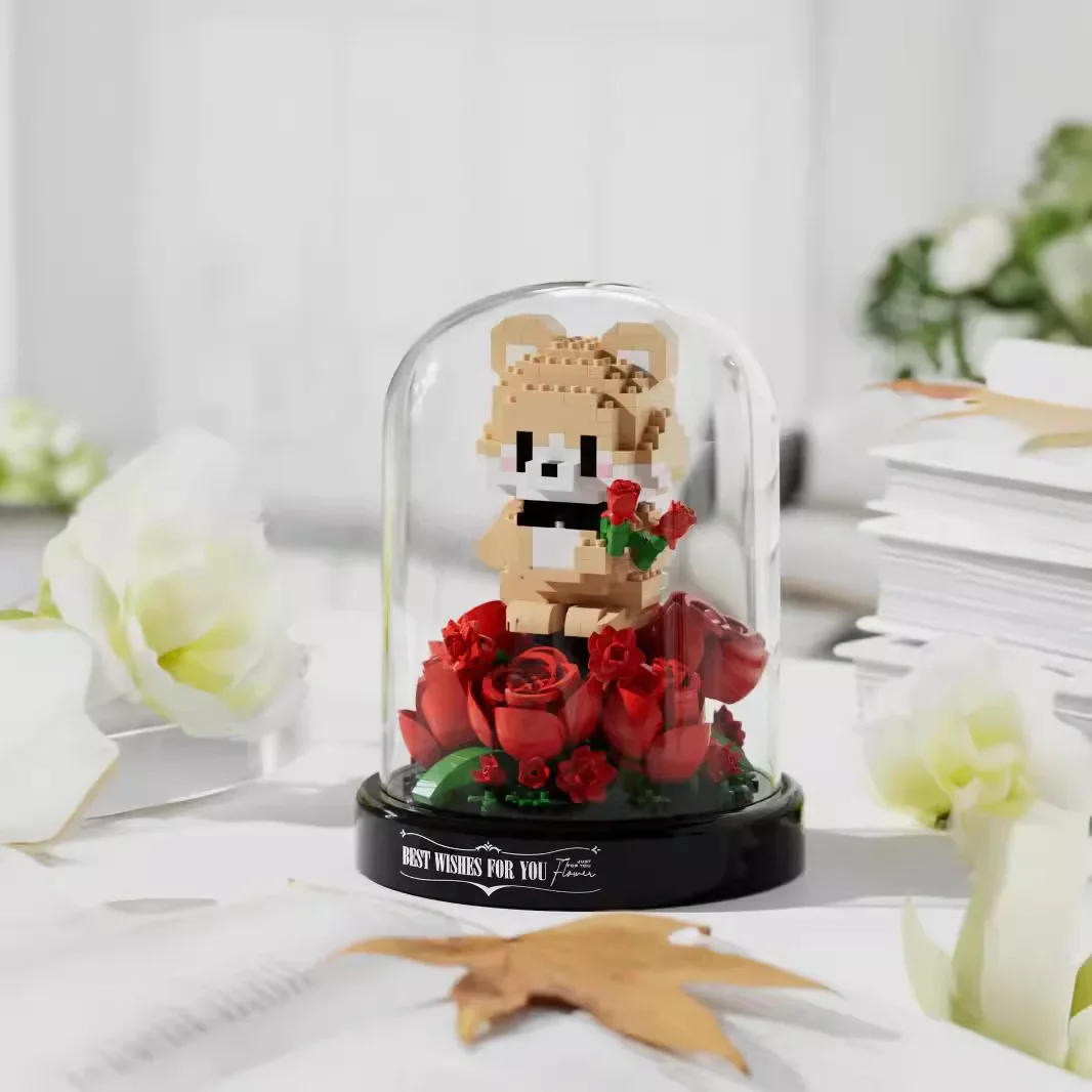 Mini Building Block Animal Garden Cartoon Rabbit Rose Bricks DIY Assemable Eternal Flower Creative Educational Toys For Children - imagen 5