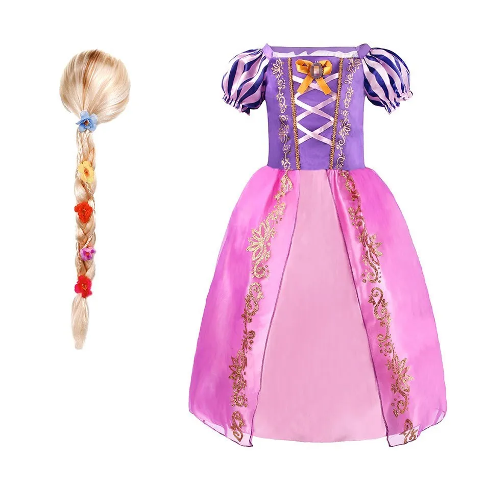 Vestido de Rapunzel para niñas, vestido de Cenicienta Bella, disfraz de princesa para fiesta de cumpleaños de fantasía para niños, ropa de Halloween para niños - imagen 2