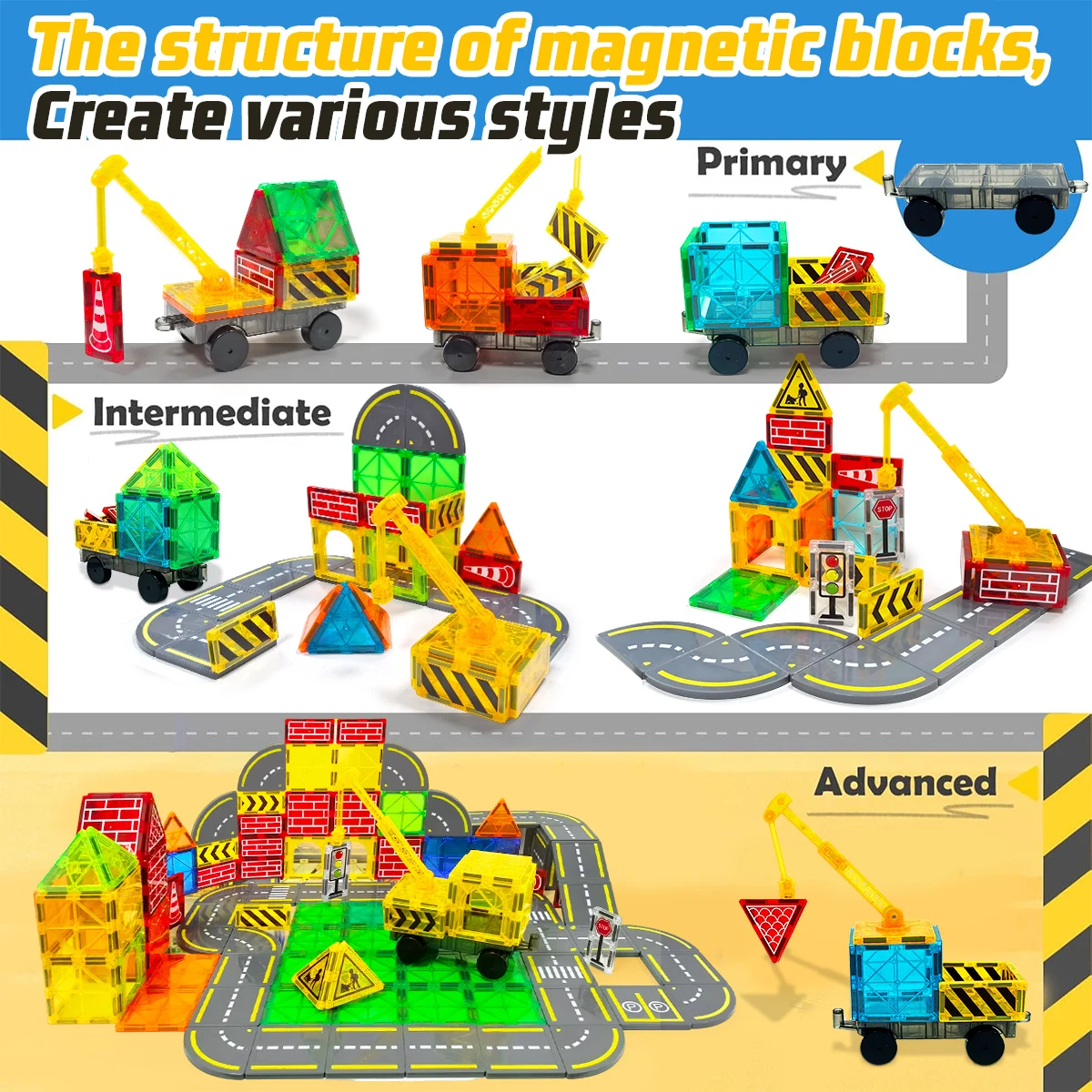 Juego de construcción de carreteras magnéticas, juguetes para niños mayores de 3 años, regalo para niños y niñas, bloques de construcción magnéticos, juguetes educativos Montessori - imagen 3