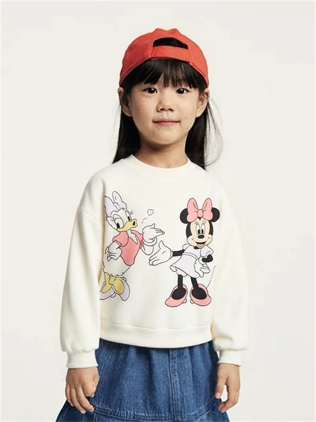 Tops de manga larga para niñas, Sudadera con capucha de Minnie, sudaderas con estampado de dibujos animados, jerséis informales sueltos de cuello redondo, ropa de nuevo estilo para niños pequeños - imagen 2