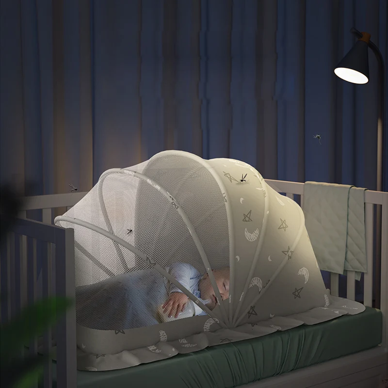Mosquitera plegable para cama, dosel de plástico sin decitado para bebé, accesorios para bebé, sombrilla, cubierta antimosquitos - imagen 2