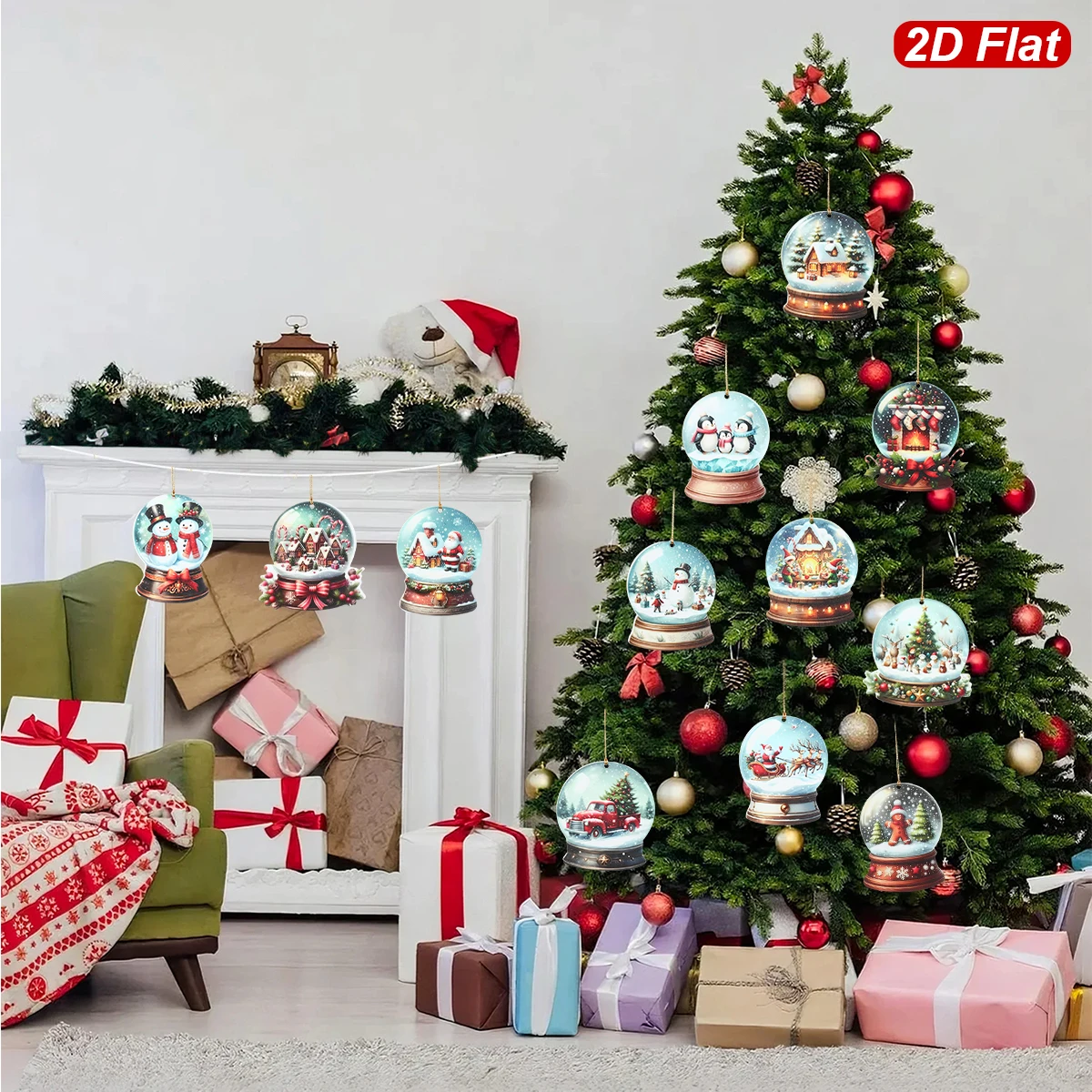 Colgante de madera para árbol de Navidad, decoración para fiesta de Navidad, colgante de Papá Noel de Navidad 2025, regalo de Año Nuevo 2026 - imagen 2