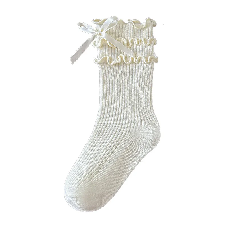 Calcetines de algodón con encaje y lazo para niña – Primavera/otoño - imagen 4