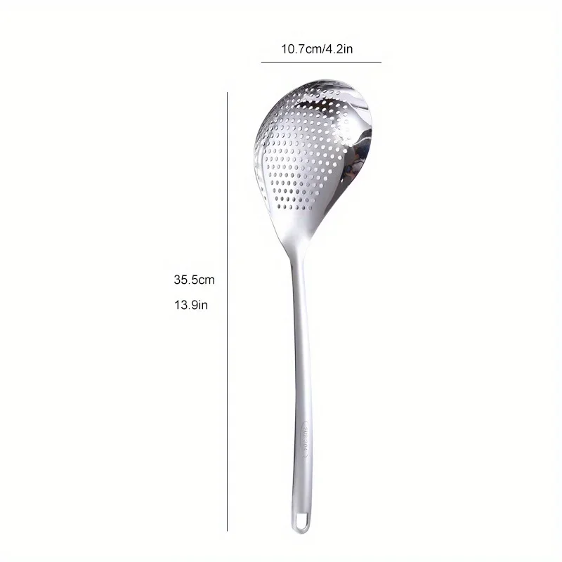 Cuchara coladora grande de acero inoxidable para freír y cocinar - imagen 4