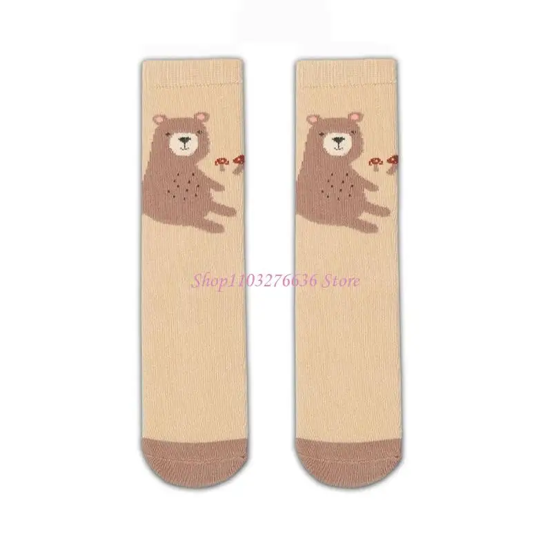 R6FD calcetines algodón suaves para bebés y niños, calcetines largos hasta rodilla con estampado bonito, calcetines largos - imagen 4