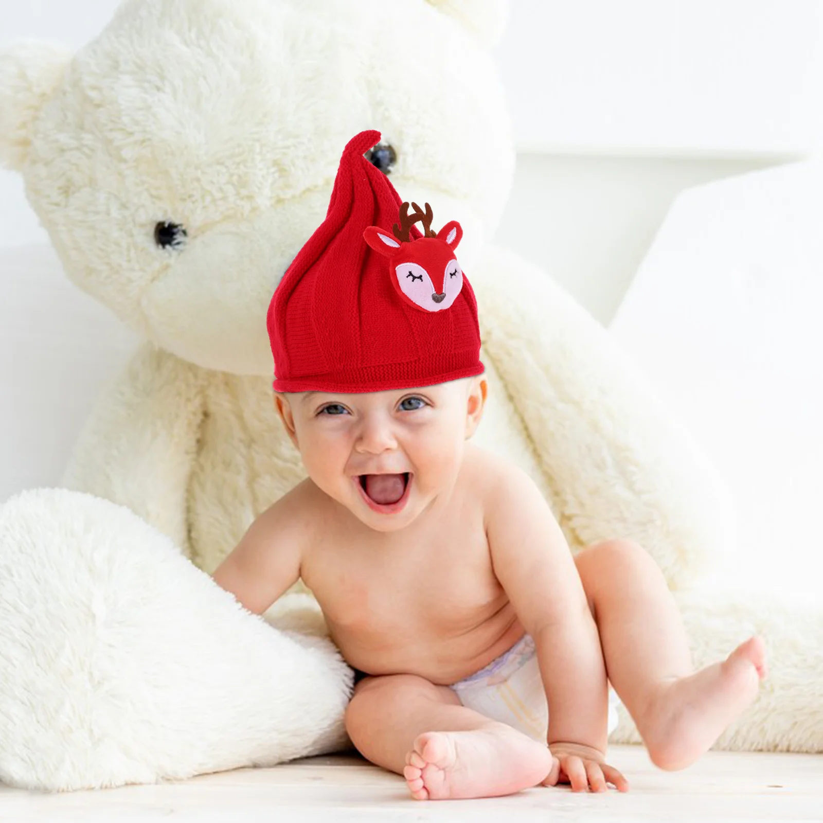 Gorro de Navidad para bebé, gorro de invierno para bebé, gorros cálidos y cómodos, accesorios para el cabello rojos - imagen 2