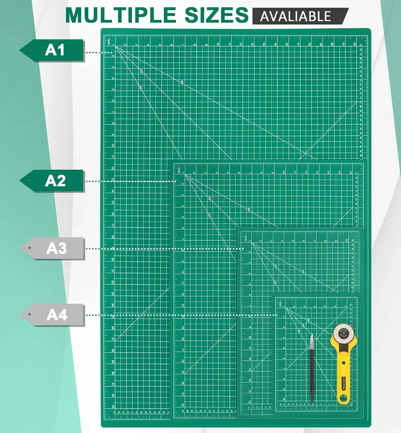 Tapete de corte de PVC A3, tablero autocurativo de doble cara, conjunto de herramientas de retales, Kit de raqueta de cuchillo de corte de artista artesanal Manual DIY - imagen 4