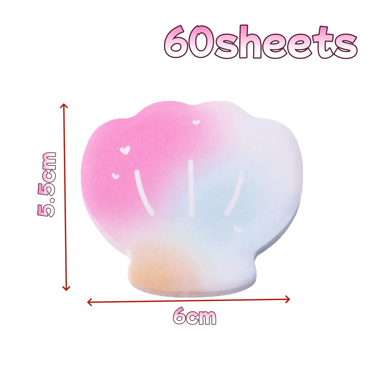 60/240 hojas de notas adhesivas degradadas, formas de conchas y estrellas, papel para notas, notas de oficina para estudiantes, papel para mensajes, suministros escolares - imagen 5