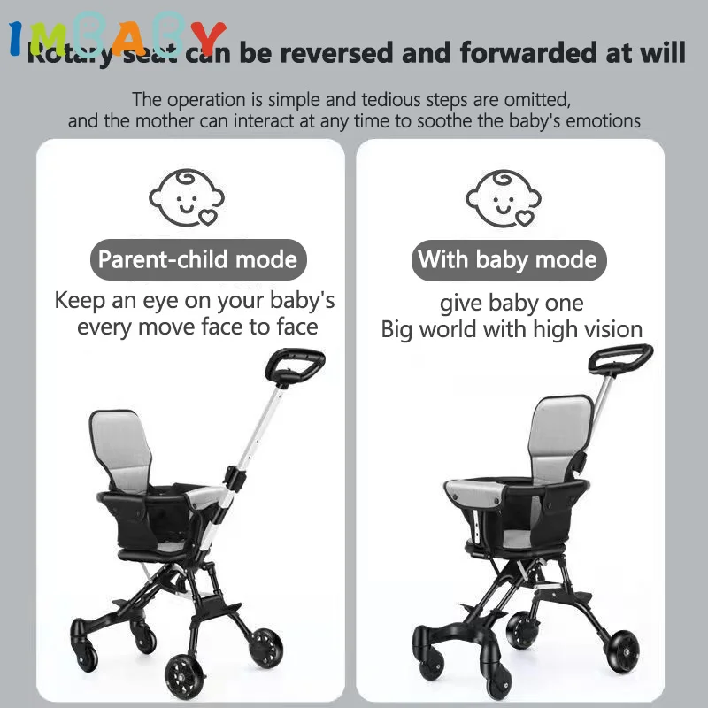 IMBABY Andador para bebé plegable y liviano: diseño de 4 ruedas con asiento reversible, ayuda cómodo para caminar a los niños pequeños - imagen 3