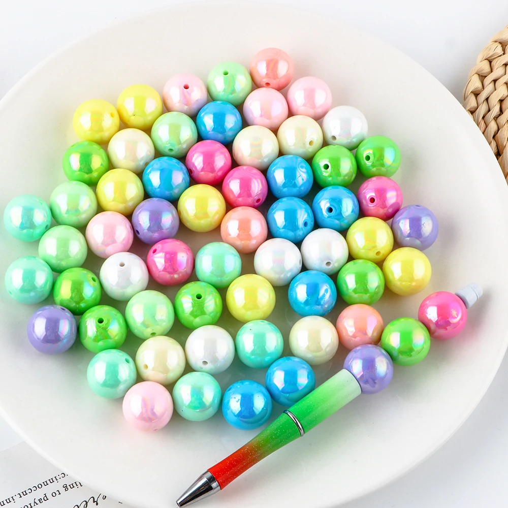 16/20mm 20/30 Uds nuevo VU plateado cuentas acrílicas de concha coloridas sueltas DIY cadena para teléfono móvil llavero Material accesorios de joyería - imagen 4