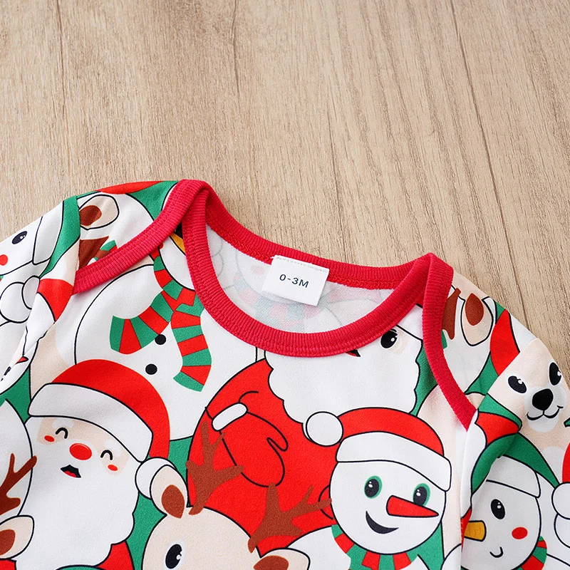 Mameluco Navidad rojo para bebé – Manga larga con estampado Papá Noel - imagen 4