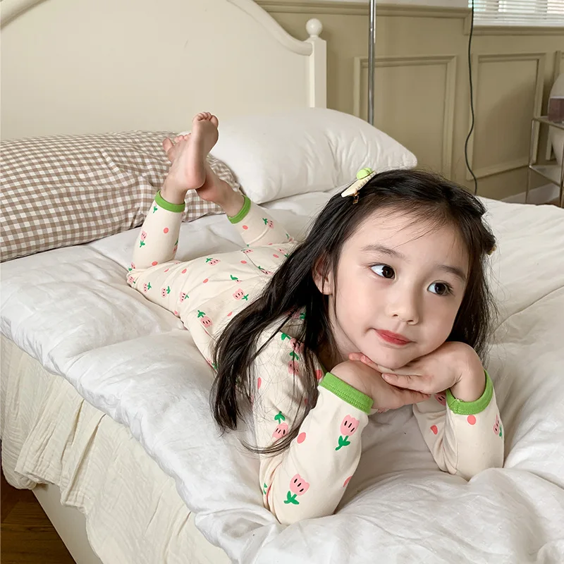 Conjuntos de pijamas para niños, conjunto de ropa de dormir para niñas, camiseta de manga larga de algodón + conjuntos de pantalones, ropa de niña de dibujos animados, traje de pijama - imagen 3