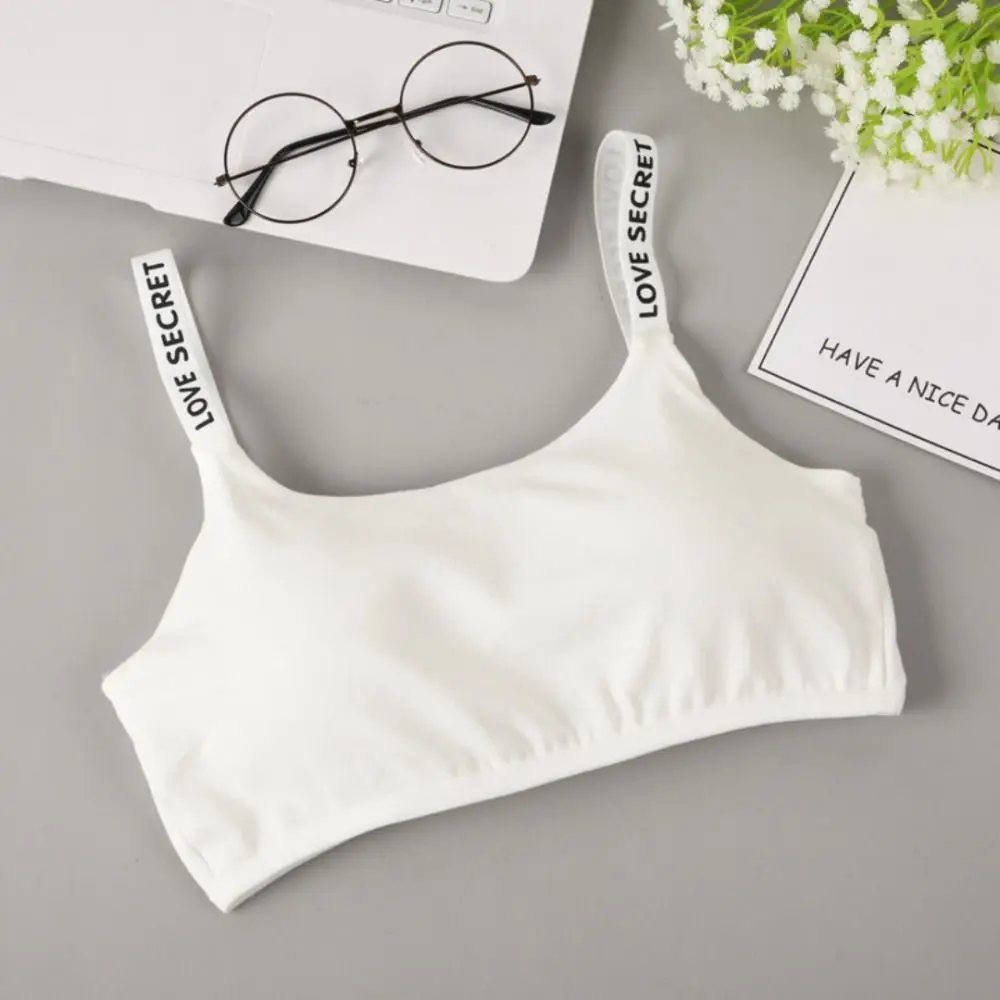 Nuevos sujetadores de entrenamiento informales, Sujetador deportivo acolchado desmontable de algodón para niñas, sujetador sin costuras con estampado de letras para Fitness para niñas pequeñas - imagen 3