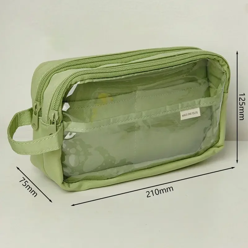 Bolsa de lápices transparente para estudiantes, bolsa de almacenamiento de suministros escolares, bolsa de papelería bonita multifuncional DIY, estuche de bolígrafo para niños, maquillaje para niñas - imagen 5