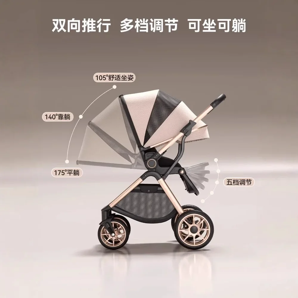 Cochecito de bebé Wisesonle, asiento empujado en ambos direcciones, cochecito de bebé portátil plegable ligero, cochecito para niños - imagen 3