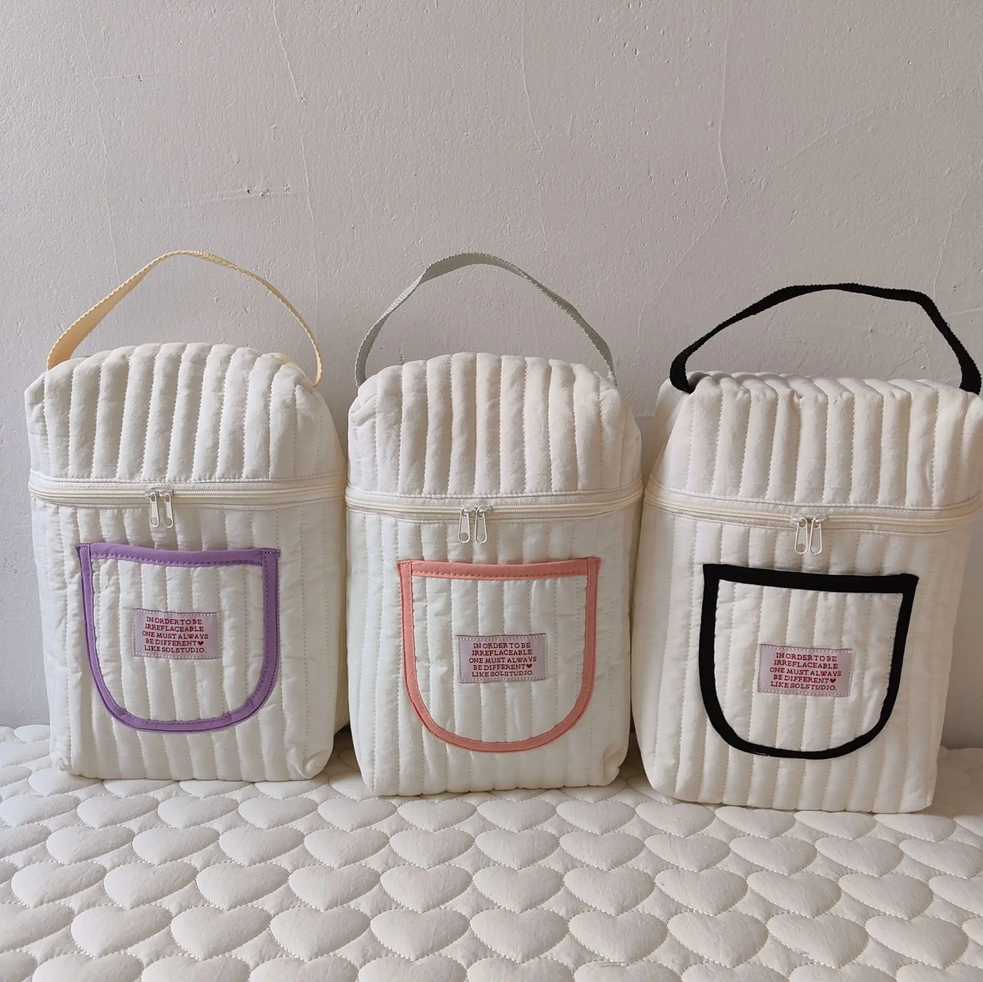 Bolsa de pañales de bebé acolchada de algodón, bolsa de mamá portátil, cochecito, bolsa colgante para pañales, organizador para bebé - imagen 2