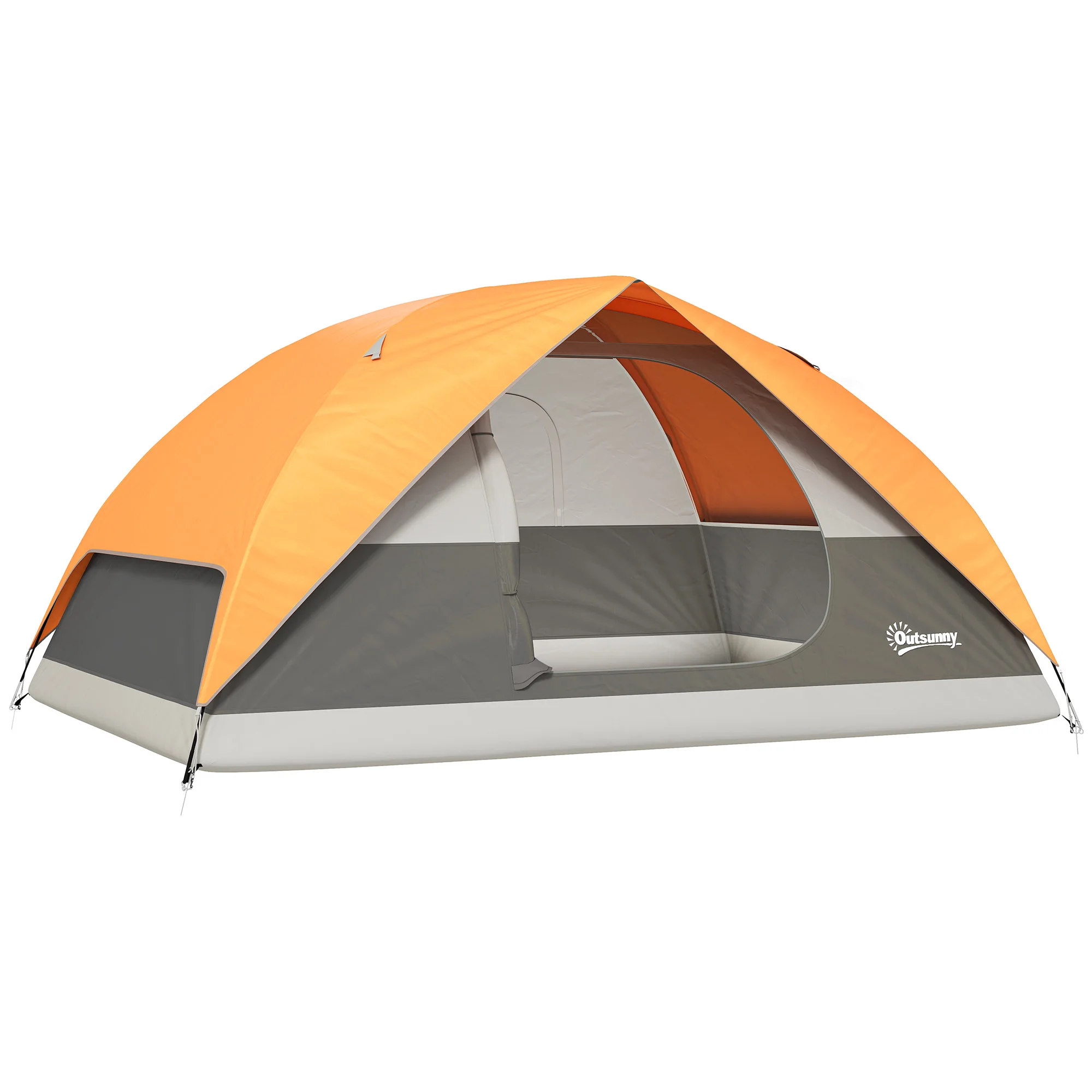 Outsunny Tienda de Campaña para 2-4 Personas Tienda de Camping Plegable con Puerta Ventana de Malla Bolsillos Gancho y Bolsa de Transporte Impermeable Fácil Instalación para Senderismo Naranja y Gris - imagen 2