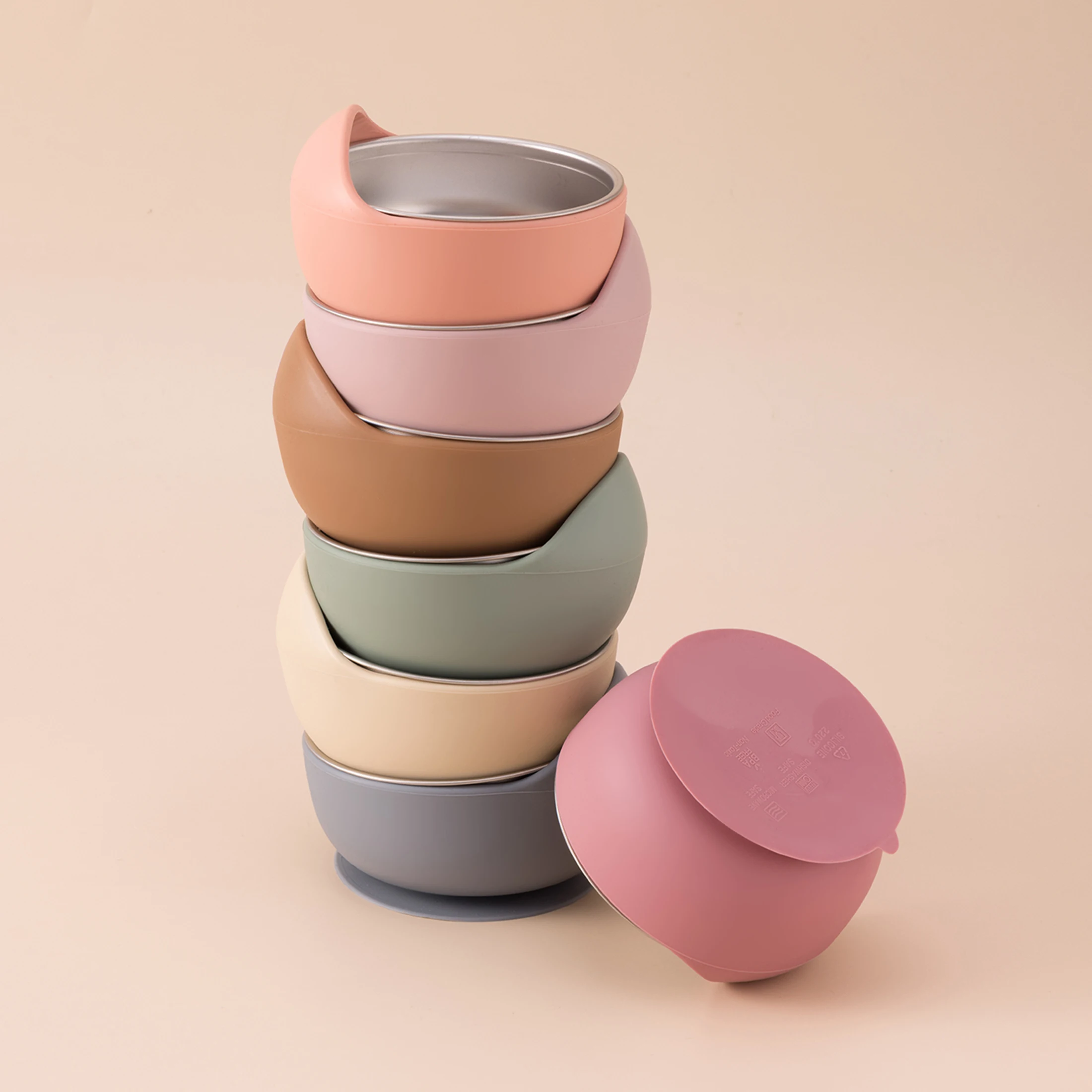 Color niños 3 uds juego de alimentación de silicona de acero inoxidable tazón de succión desmontable utensilios de autoalimentación sin BPA tenedor de entrenamiento cuchara - imagen 3