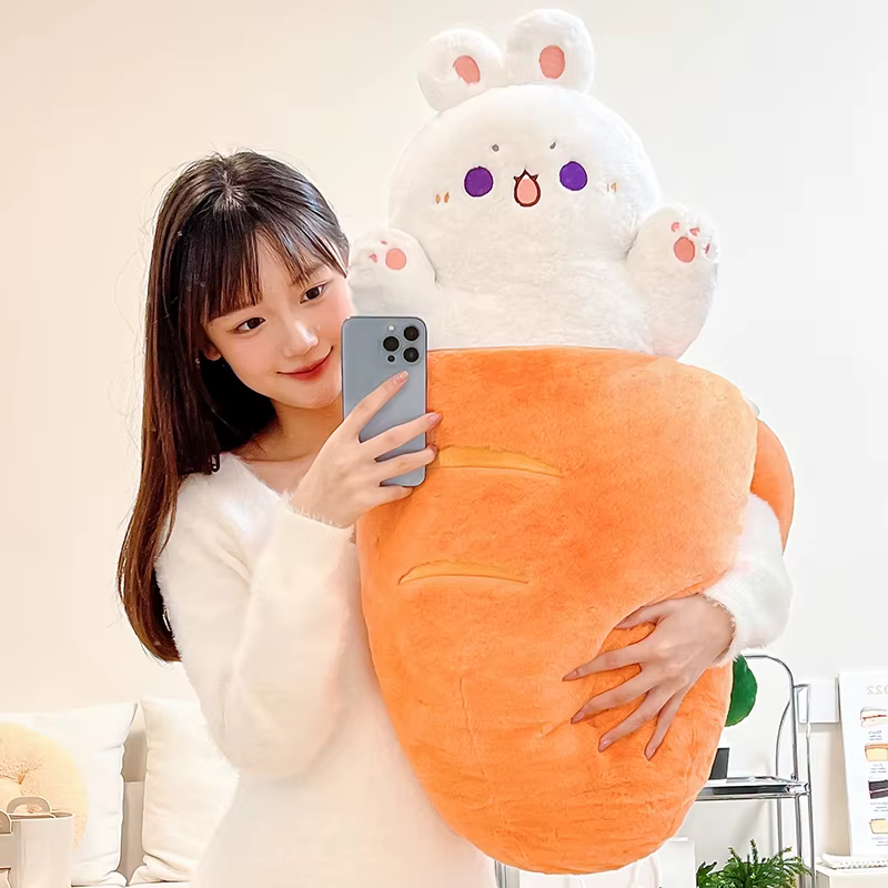 Almohada de peluche kawaii gato conejo para niñas – Cojín dulce y suave - imagen 5