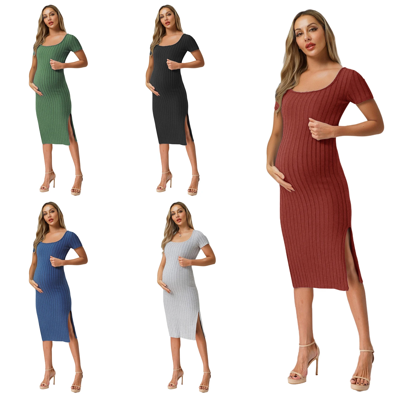 Vestido premamá de punto manga corta ideal para el día a día - imagen 4