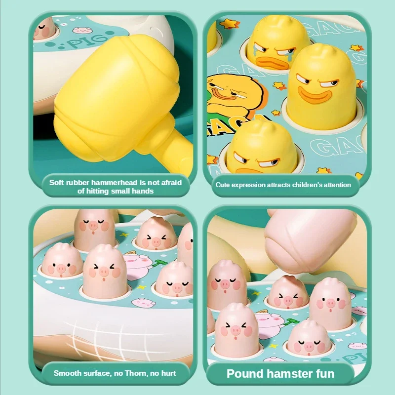 Juguete Montessori de dibujos animados whac-a-mole para bebé, regalo educativo de cumpleaños para niños pequeños, juego de golpe con tema Animal, juego de mesa para padres e hijos - imagen 3