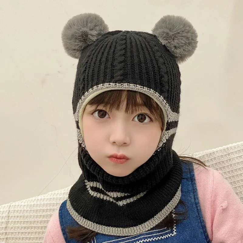Gorros de punto cálidos de invierno para bebés con bufanda, gorros de protección para los oídos y la cara, gorro para niños pequeños, niños y niñas de 1 a 5 años
