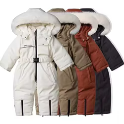 -Mono de invierno para bebé de 30 grados, traje de esquí grueso para niños, abrigo, chaqueta cálida para niños, traje de nieve impermeable con capucha para niñas de 1 a 5 años