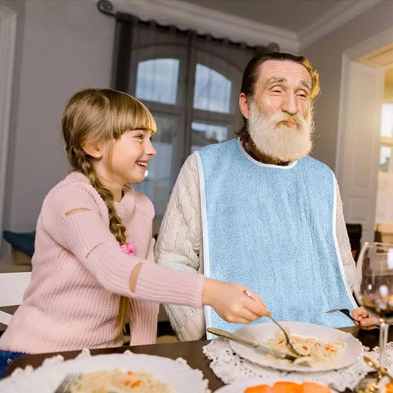 Baberos para adultos, protectores de ropa ajustables, Baberos lavables resistentes a las manchas para adultos, delantal, tela impermeable para comer para personas mayores - imagen 2