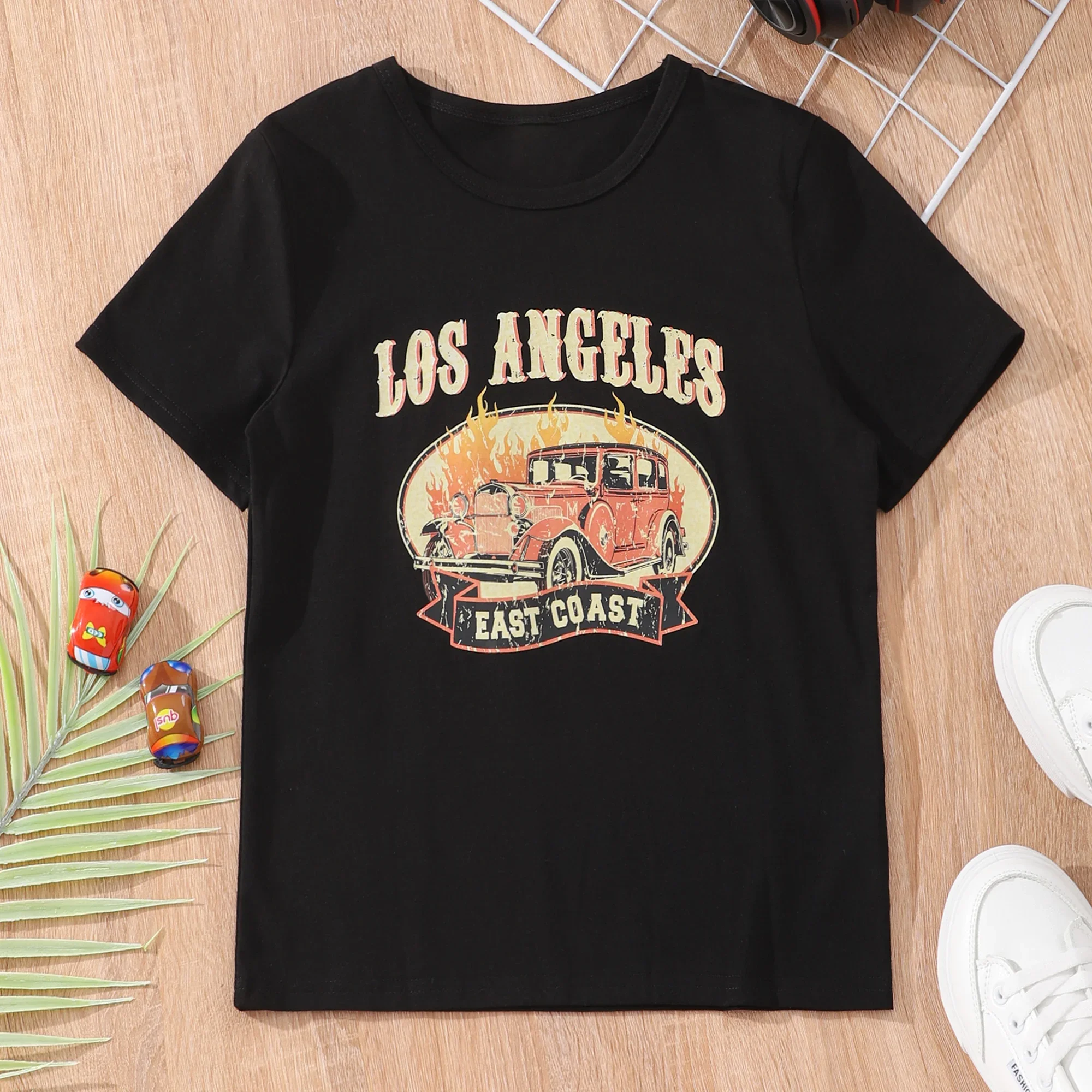 Ropa de verano para niños y niñas, tops coloridos con estampado de patrón de manga corta, ropa informal sencilla para niñas de 8 a 12 años - imagen 4