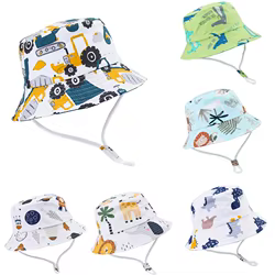 Sombreros de cubo ligeros y transpirables para niños, protección solar para bebés con cuerda a prueba de viento, gorras de verano al aire libre Unisex para niños