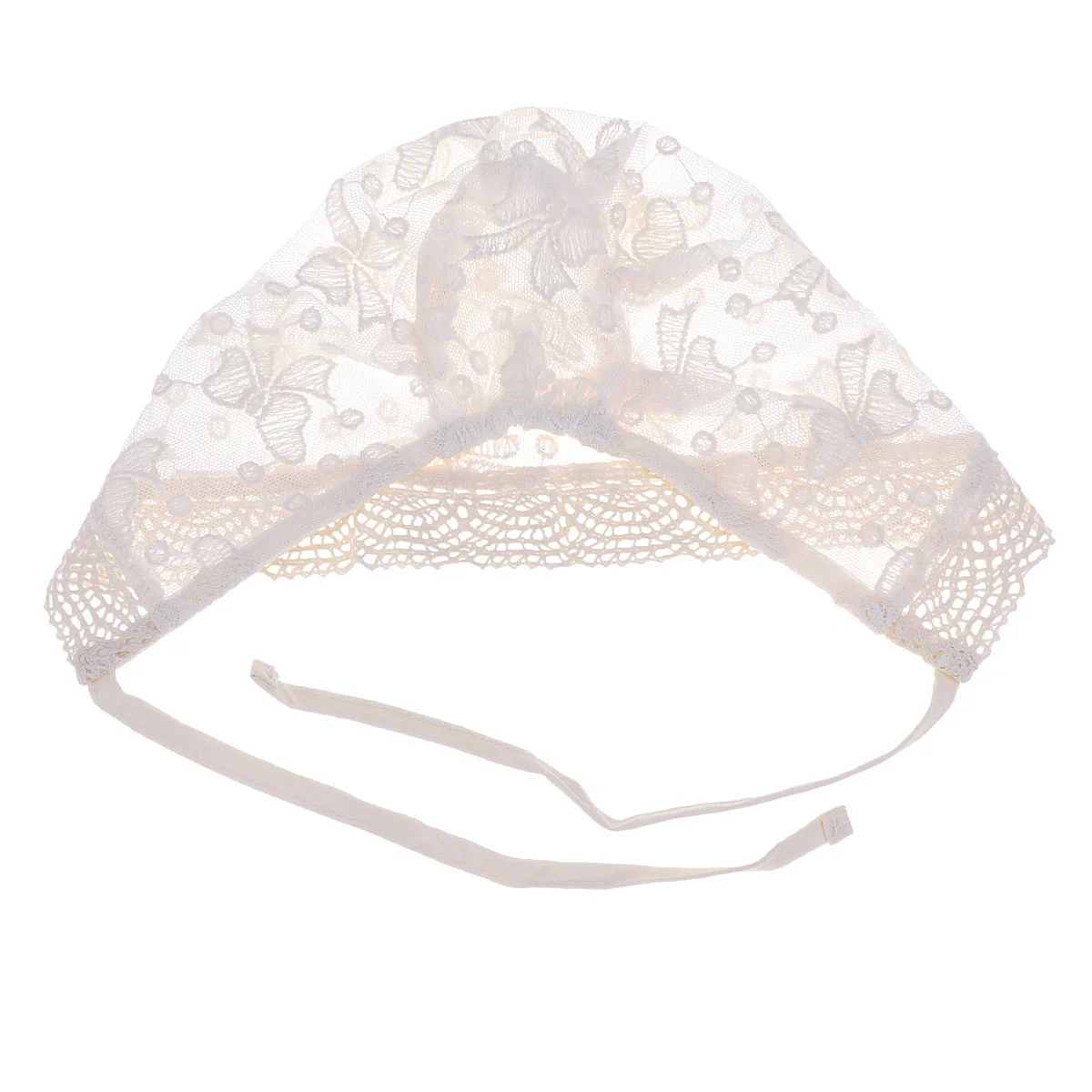 Gorro de encaje para bebé, gorro transpirable de algodón con lazo y lazo, talla infantil M, bonito gorro con decoración floral para bebé