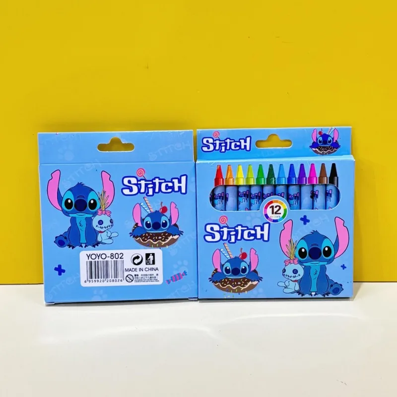 Disney Stitch-Juego de Pastel al óleo de artista, 12 colores, pintura para niños, dibujo, Graffiti, arte, crayones, suministros escolares y de oficina lavables - imagen 3