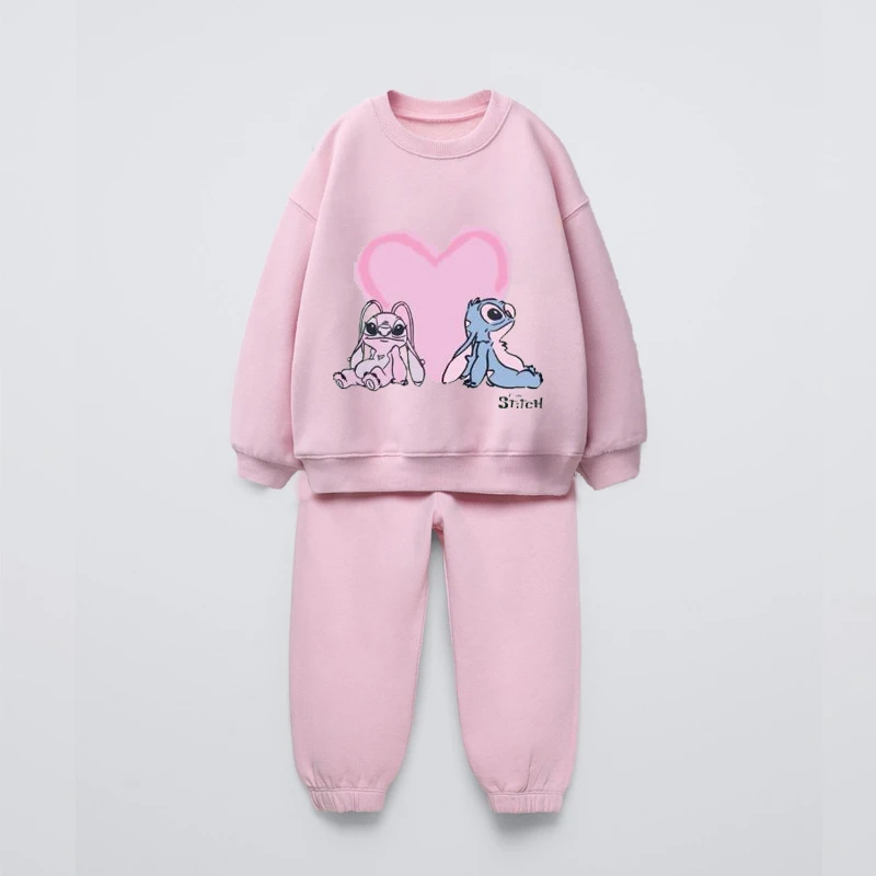 Conjunto rosa para niñas, disfraz de Disney de 0 a 6 años, sudaderas bonitas de cuello redondo, pantalones sencillos, conjunto de dos piezas, ropa informal para niños