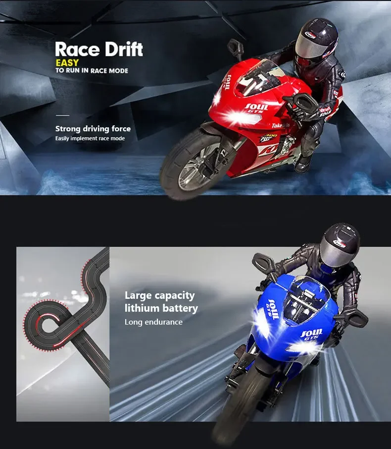 Motocicleta teledirigida RC de alta velocidad con control remoto