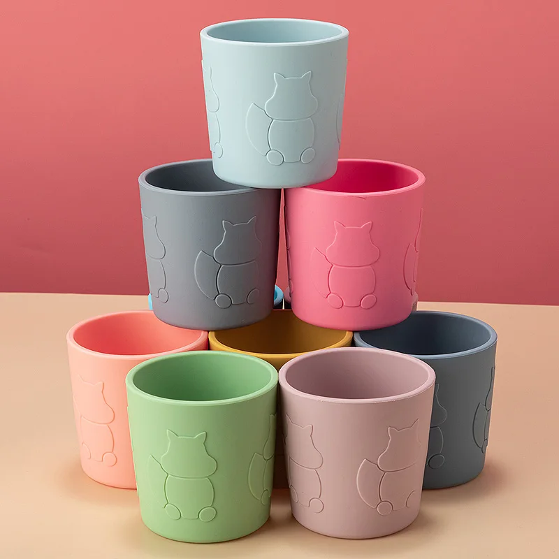 Vasos de alimentación de bebé de 180ml, taza con pajita, biberones de aprendizaje para bebé, vajilla de silicona a prueba de fugas, botella de agua para niños pequeños - imagen 3