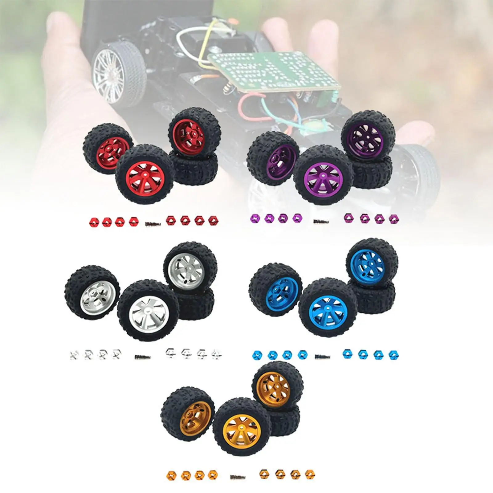 4Pcs RC Car Wheel and Tires Set DIY Modification Accessories Rubber Tires for A979 16207 14301 14302 1:12 1:14 1:16 1:18 RC Car