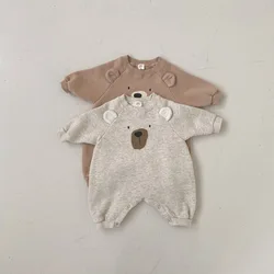 MILANCEL Pelele de lana bebé con oso – Mono primaveral acolchado