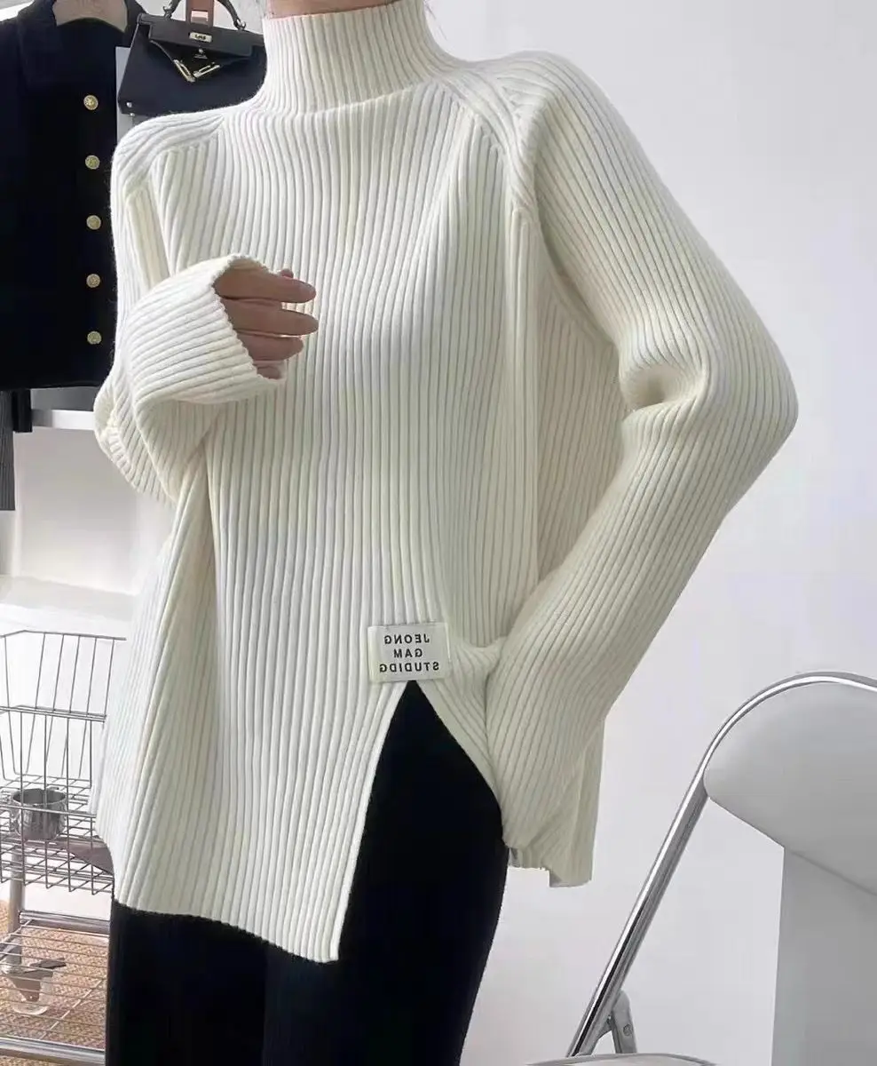 943 #   Suéteres de punto para maternidad, camisas con cuello alto, ropa para mujeres embarazadas, Tops de embarazo, moda Otoño Invierno 2023 - imagen 3