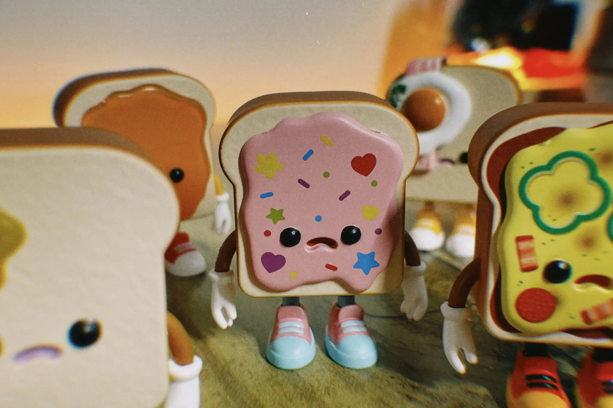 Qualia Cápsula de juguete, soporte para pan tostado, figura kawaii, Pizza, miel, mantequilla, toast, bacon, huevo, crema de mantequilla, gashapon - imagen 5